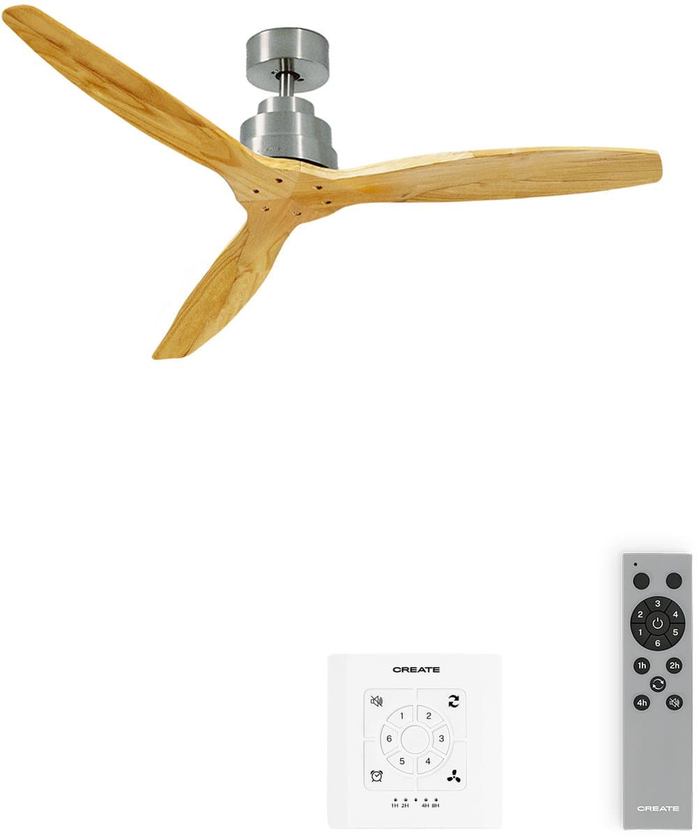CREATE - Plafondventilator 40W silent Ø132 cm - Met Verlichting drie temperaturen - Met Afstandsbediening - 6 Snelheden - Timer - Zomer/Winter functie - Níkkel - WIND STYLANCE — afbeelding 1