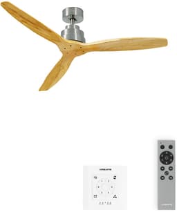 CREATE - Plafondventilator 40W silent Ø132 cm - Met Verlichting drie temperaturen - Met Afstandsbediening - 6 Snelheden - Timer - Zomer/Winter functie - Níkkel - WIND STYLANCE — thumbnail 1