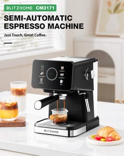 BlitzHome CM3171 espressomachine 20 bar, 1,5L waterreservoir, PID temperatuurregeling, touchscreen, heet & koud brouwen, stoompijp, EU-stekker — thumbnail 2
