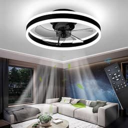 Verte Stille Plafondventilator met Verlichting - Lamp en Afstandsbediening - Zwart - 50CM — thumbnail 1