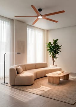 CREATE - Stille plafondventilator van 100% hout 40W (Ø165cm) - Met licht LED - Afstandsbediening - 6 snelheden - Programmeerbaar - WIND INDUSTRIAL WOOD — thumbnail 1