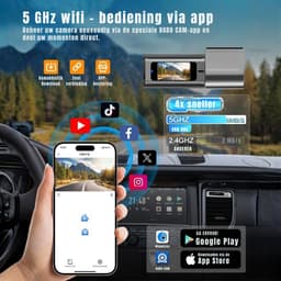 KAD® Dashcam - Draadloze Dashcam Auto - Dual Cam Voor & Achter - Zwart - 22cm x 14cm x 6cm — thumbnail 4