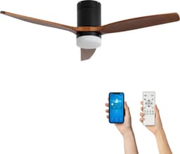Fantiluxe - Filip - Plafondventilator met verlichting - Zwart Donker Hout - Ø132cm - Afstandsbediening - Met lamp - Plafond ventilator - Slaapkamer — thumbnail 1
