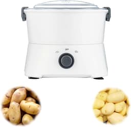 Elektrische aardappelschiller - Automatische schilmachine - Efficiënt groenten schillen - 6 roestvrijstalen messen - 1 kg per keer - Wit — thumbnail 5