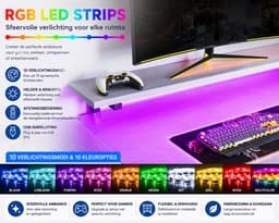 Hoekbureau U-vorm met LED en Monitorstandaard – 4 Laden – 2 Stopcontacten – Omkeerbaar – 167x102 cm – Wit — thumbnail 3