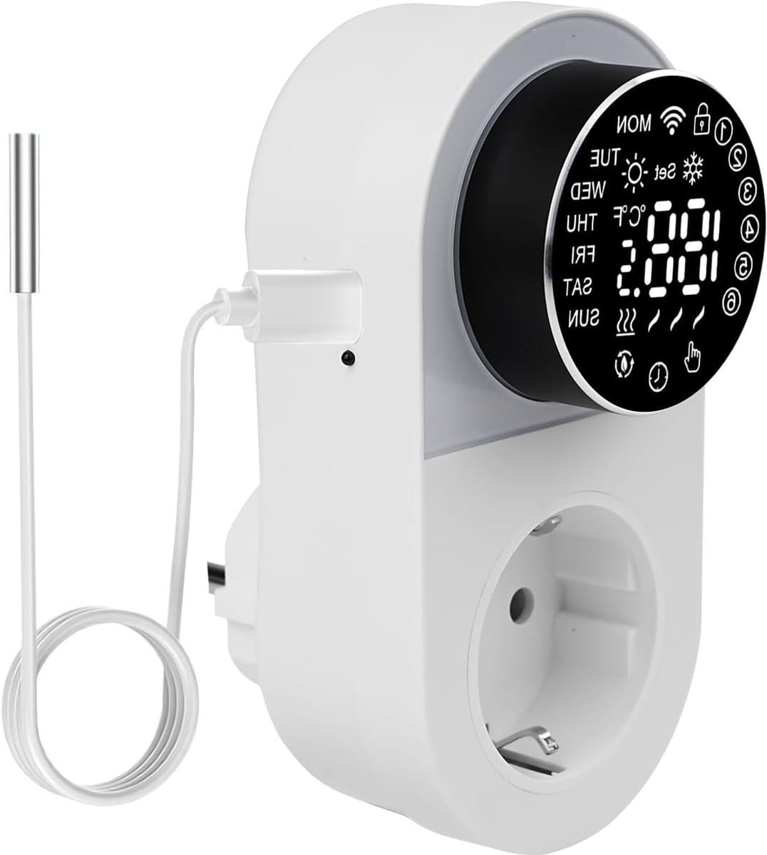 Digitale Thermostaat - Temperatuurregelaar Stopcontact - Klimaatregeling Thuis - Draadloze App Bediening - 16 A - Wit — afbeelding 1
