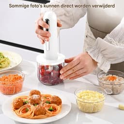 Elektrische Keukenhakker - Groentemaler Mini Hakker - Maaltijden Voorbereiden - Draadloos USB-Oplaadbaar - 400 ml Kom - Wit — thumbnail 5