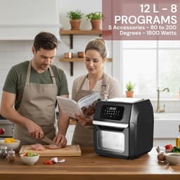 Heteluchtfriteuse - Airfryer XXL - Gezond Koken - Touchscreen Bediening - 12 Liter - Zilver — thumbnail 5