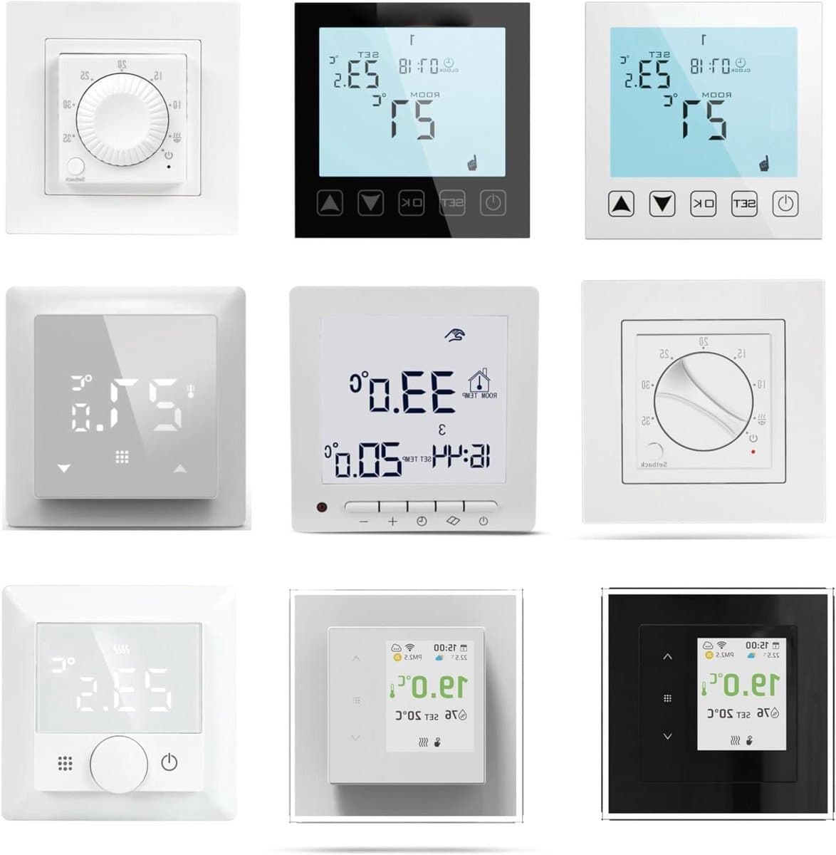 Kamerthermostaat - Slimme thermostaat - Temperatuur regelen - Touchscreen bediening - 12 mm - Wit — afbeelding 1