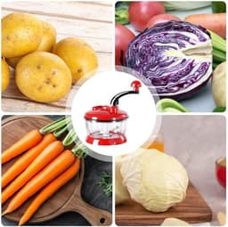 Groentehakmolen Handmatig - Keukenmachine Koord - Snel Ingrediënten Snijden - Eenvoudige Reiniging - 2 Liter - Transparant — thumbnail 5