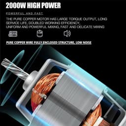 Keukenmachine - Standmixer - Grote Partijen Maken - Krachtige 2000W Motor - 10L Kom - Zilver — thumbnail 4
