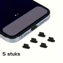DW4Trading Siliconen Stofpluggen 5 Stuks Voor Lightning Aansluitingen, Ideaal Voor Iphones, Ipads en Airpods - Zwart — thumbnail 1