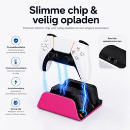 Sounix Oplaadstation geschikt voor PS5 Slim Controller - 2in1 charging station - PS5 accessoires - Roze — thumbnail 3