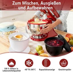 Siliconen Mengkom Inzet - Kom Liner - Keuken Organisatie - Antiaanbaklaag Voedselveilig - 4.8 Liter - Rood — thumbnail 4