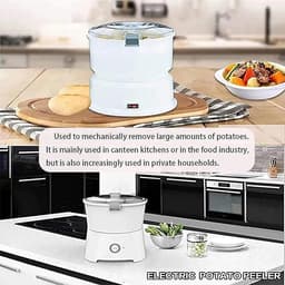 Elektrische Aardappelschiller - Groente Fruit Schillen - Snel Keukenwerk - Automatische Bediening - 1 kg Capaciteit - Zwart — thumbnail 2