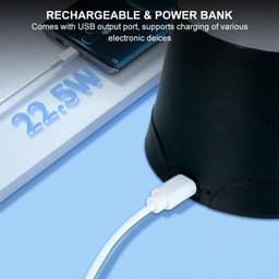 Vliegenventilator met LED - Muggenverjager - Buitenactiviteiten - USB Oplaadbaar - 26 cm hoog - Zwart — thumbnail 2