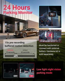 VANTRUE E2 Pro 4K + 2.5K Dual Dashcam Voor & Achter, Dual HDR, Nachtzicht, 5GHz WiFi GPS Autocamera, Spraakbesturing, 24H Parkeermodus, 2.45'' Display — thumbnail 3