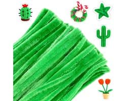 Groene Pijpenragers 6 mm - 100 Stuks Chenille Draad voor Creatief Knutselen, Bloemstukken en Decoratie, 30 cm Lang