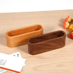 Houten Visitekaart Houder voor Kantoor - Opbergdoos voor Naamkaarten en Bureau Stand — thumbnail 2