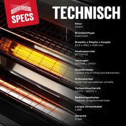 Dimplex Crossray eXtreme Infrarood Elektrische BBQ - Tafelbarbecue Elektrisch - 300°C+ - 2 Verwarmingselementen 1100 W - Elektrische Grill voor Buiten - Grillen, Braden en Garen - Zwart — thumbnail 3
