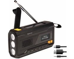 Denver Noodradio - Powerbank Zonneenergie - DAB & FM Radio - Noodpakket - Zaklamp - Opwindbaar - SOS Licht - Solar powerbank - SCD2033