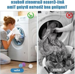 9 Stuks Droogballen voor Wasmachine, Herbruikbare Antistatische Ballen, Verminder Kreukels en Verbeter Kledingreiniging (Blauw, Wit) — thumbnail 3