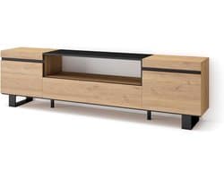 TV-kast - Mediameubel Dressoir - Woonkamer Inrichten - Industrieel Design - 200 x 57 x 35 cm - Eiken en Zwart