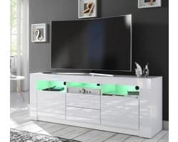 TV Meubel - Tv-kast Media Unit - Woonkamer Organisatie - Met RGB LED-verlichting - 160x60x40cm - Wit