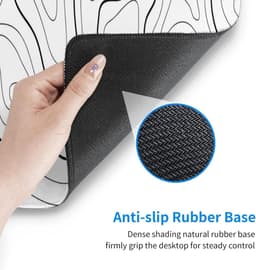 Lange gaming muismat - Groot waterdicht gaming muismat - Versterkte omzoomde randen - Antislip bureaumat voor thuis en kantoor - Verbetert uw bureau-ervaring - 31,5 x 11,8 inch - Wit topografisch — thumbnail 2