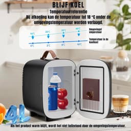 DnA® Mini Fridge - Mini koelkast 4L - Skincare & make-up fridge - Mini Koelkasten - Zwart - 16cm x 14cm x 21cm — thumbnail 4