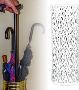 Stijlvolle Vrijstaande Metalen Paraplu Houder met Open Ontwerp voor Thuis, Hotel en Kantoor Decoratie (Wit) — thumbnail 5