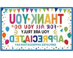 Bedankbanner voor Werknemers, Versieringen voor Waardering van het Kantoorteam met Achtergronddecoraties voor Feestelijke Evenementen