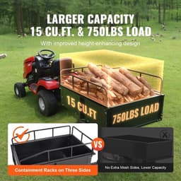 Tuinaanhangwagen - Utility Trailer - Dumpkar - Zwaar Uitgevoerd - met Afneembare Zijkanten - voor Rijden - Grasmaaier - Tractor - Ijzer - 200 x 76 x 76 cm - Zwart — thumbnail 5
