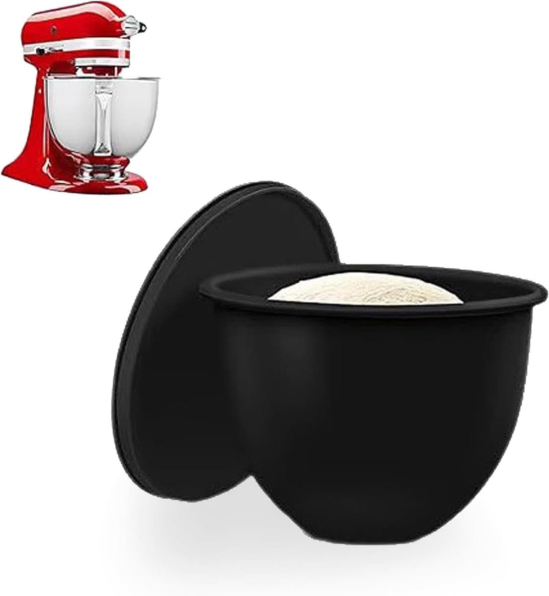 Mengkom met deksel - Keukenbak - Bakken en bewaren - Lekvrij siliconen deksel - 4.8 liter - Zwart — afbeelding 1