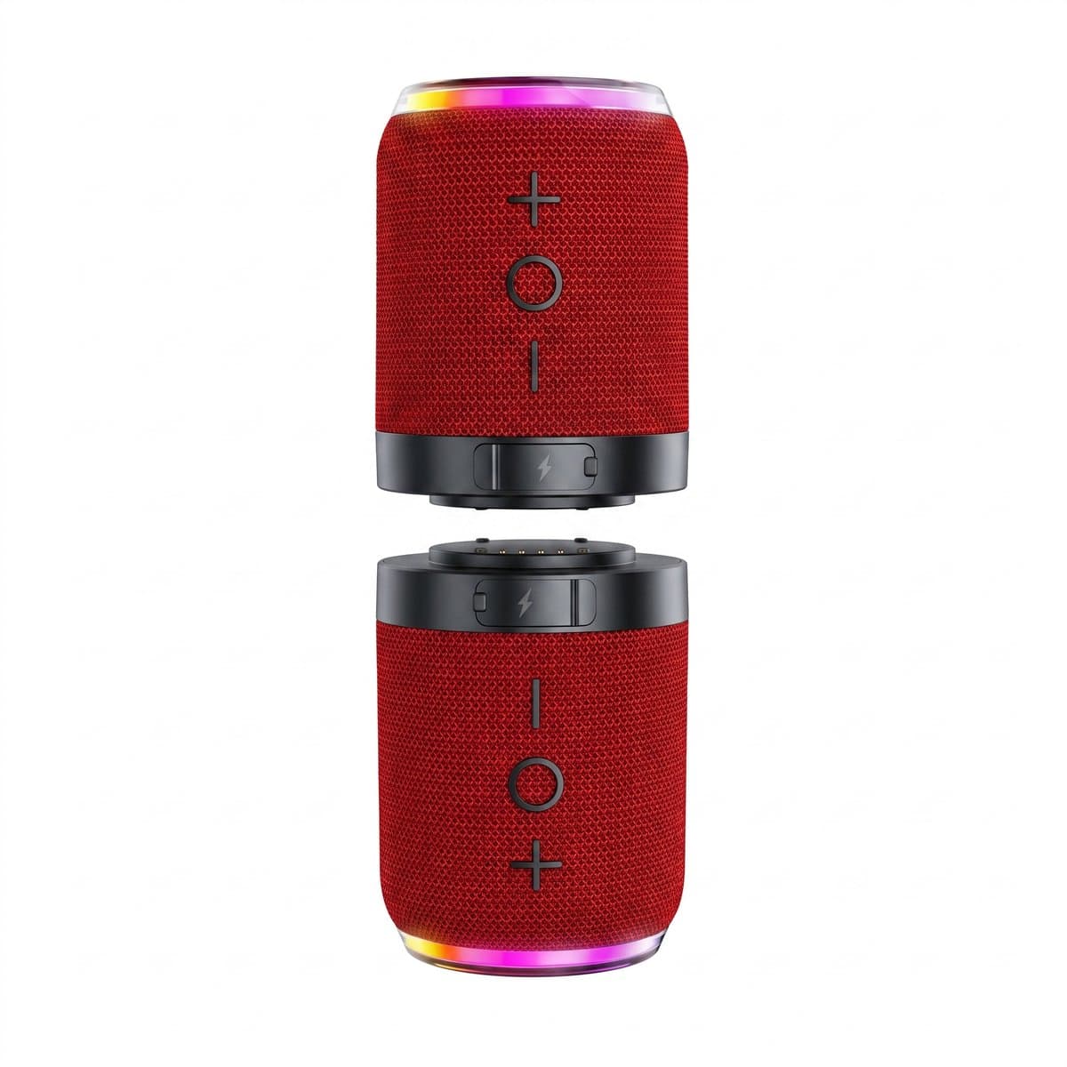 Ryoudavell - 2-in-1 Magnetische Bluetooth Speaker - Splitsbare Draadloze Luidspreker - Bluetooth 5.4 & TWS - RGB LED Verlichting - 2000mAh Batterij - Rood — afbeelding 1