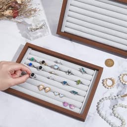 Houten Ringhouder met 7 Slots - Stapelbare Sieraden Tray voor Oorbellen en Ringen - Perfect voor Sieradenopslag en Beurzen — thumbnail 2