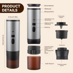 DnA® Draagbare Koffiemachine - Blender To Go - Draagbare Blender - Grijs - 6cm x 6cm x 24cm — thumbnail 2