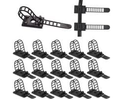 Verstelbare Kabelhouders, 50 Stuks, Zwart Nylon, Kabelclips voor Organisatie en Beheer van Kabels
