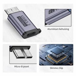 USB-C naar Micro USB 3.0 Adapter – 2 Stuks – 10Gbps – Voor Externe Harde Schijf HDD/SSD – Verloopstekker – Geschikt voor Externe Harde Schijf / Seagate / WD / My Passport / Laptop / MacBook / Tablet — thumbnail 3