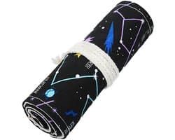 Rol-up etui met 72 vakken voor potloden, ideaal voor kunstenaars en studenten, nachthemel ontwerp