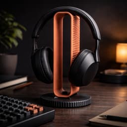 Minimalistische Koptelefoon Standaard – Modern Design Headphone Stand – Bureau Organizer – Stijlvolle Headset Houder – Gaming & Office Accessoire – Compact & Stevig – Zwart / Hout Look — thumbnail 5