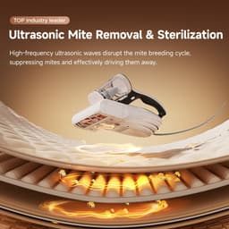 Uwant UV-stofzuiger voor matrassen, 13 kPa zuigkracht, metalen rollers, 253,7 nm UV-C UV-lamp, 36.000 toeren per minuut, 65 °C verwarming, HEPA-filter en ultrasone matrasstofzuiger, geschikt voor banken, kussens, spreien, enz — thumbnail 4