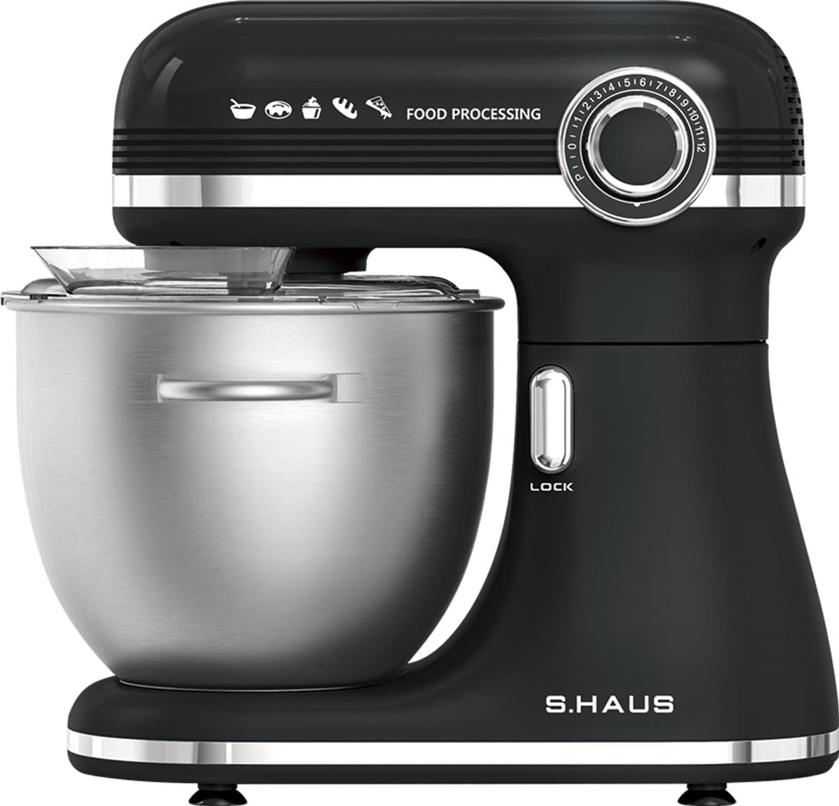 Swiss Haus® KM2307 Keukenmachine 1500W – 7.0L Keukenrobot - RVS Mengkom met Handgreep – 12 Snelheden – Multifunctionele Keukenmixer met Accessoires - Zwart — afbeelding 1