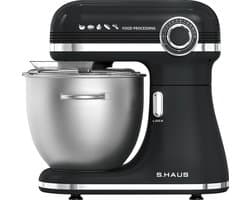 Swiss Haus® KM2307 Keukenmachine 1500W – 7.0L Keukenrobot - RVS Mengkom met Handgreep – 12 Snelheden – Multifunctionele Keukenmixer met Accessoires - Zwart