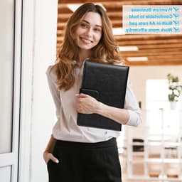 Professionele A4 Leren Conferentie Map met Clipboard, Notepad en Documentvakken, Waterproof en Inclusief Penhouder — thumbnail 4