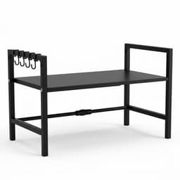 Lynexa Keukenkast Organizer Uitschuifbaar 38-64 cm - Magnetronkast - Magnetron Rek - Keukenrek met 6 Haken - Opbergrek voor Airfryer en Oven - Zwart — thumbnail 6