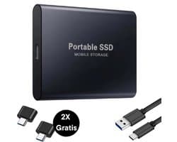 Portable SSD – Externe SSD - 1TB opslag – Zwarte SSD – inclusief USB C kabel – USB 3.1 – draagbare SSD – SSD harde schijf – externe harde schijf 1TB – SSD voor laptop – geschikt voor Windows, Mac en Android