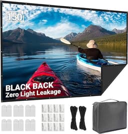 Beamerscherm 150 Inch - Projectiescherm voor Binnen en Buiten - 16:9 HD Beamer Scherm - Opvouwbaar Kreukvrij en Wasbaar - Met Zwarte Achtergrond — thumbnail 1