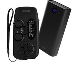 Noodpakket Noodradio Solar Opwindbaar incl. 30.000 mAh Powerbank - FM/AM/SW Radio met Handslinger, LED Zaklamp & SOS - voor Stroomuitval en Rampen - Zwart — afbeelding 1