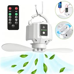 5200mah Tentplafondventilatoren - Draagbare Tentventilator Met Verlichting - Campingventilator Met Ophanghaak - 3 Windsnelheidsniveaus — thumbnail 1